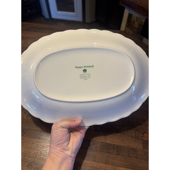 NIKKO Happy Holidays Swirl Christmas Tree Oval Platter - 14.25" x 9.5" - Picture 4 of 8